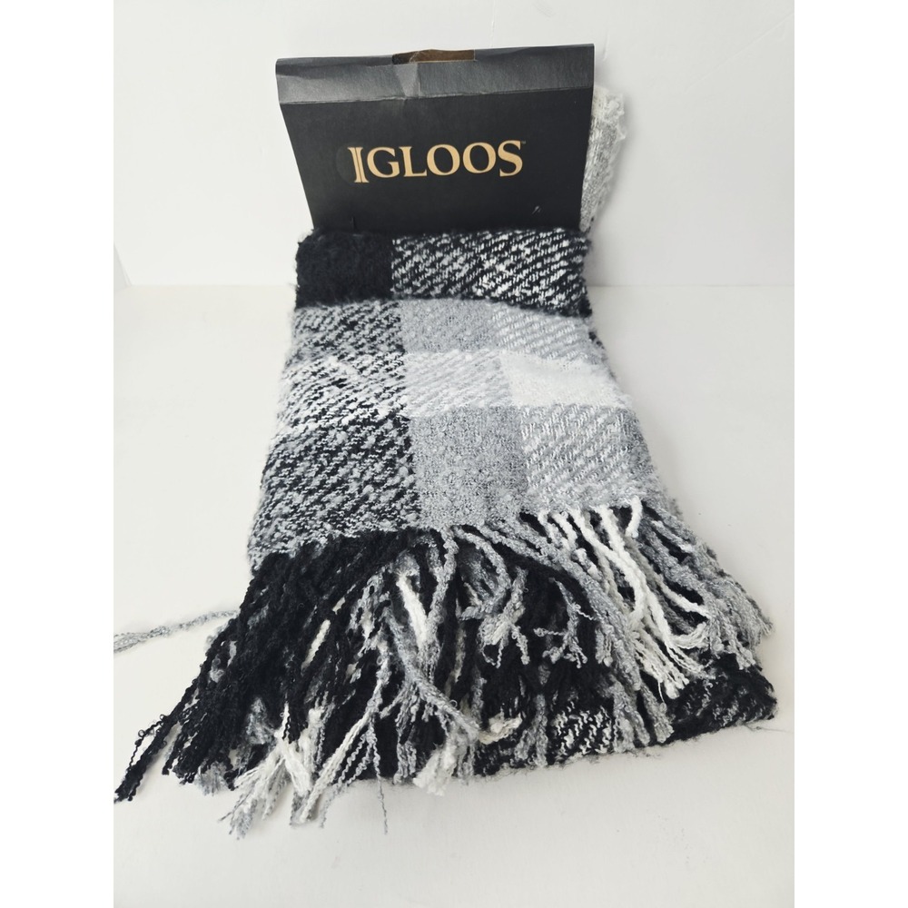 Igloos Blanket Scarf black grey white NEW one size